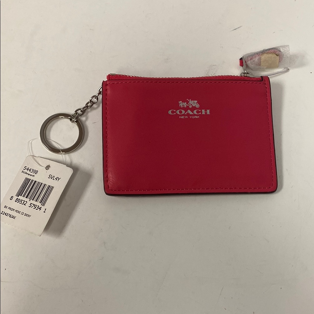 Coach Fushia Leather Keychain Wallet